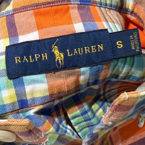Polo Ralph Lauren Orange Plaid Mens Button Down Long Sleeve Shirt - Picture 6 of 6